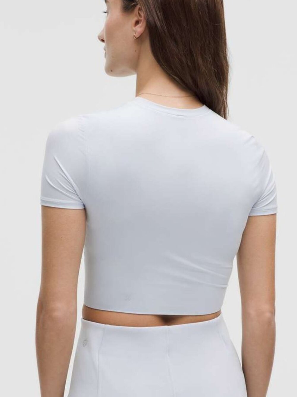 Lululemon Wundermost Ultra-Soft Nulu Crewneck Cropped T-Shirt Starch Blue Size L